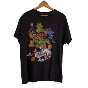 Vintage Space Jam Unisex Graphic Tee Looney Tunes Warner Bros Black T-Shirt 90’s